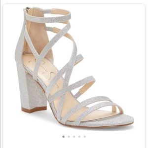Jessica Simpson silver glitter heels